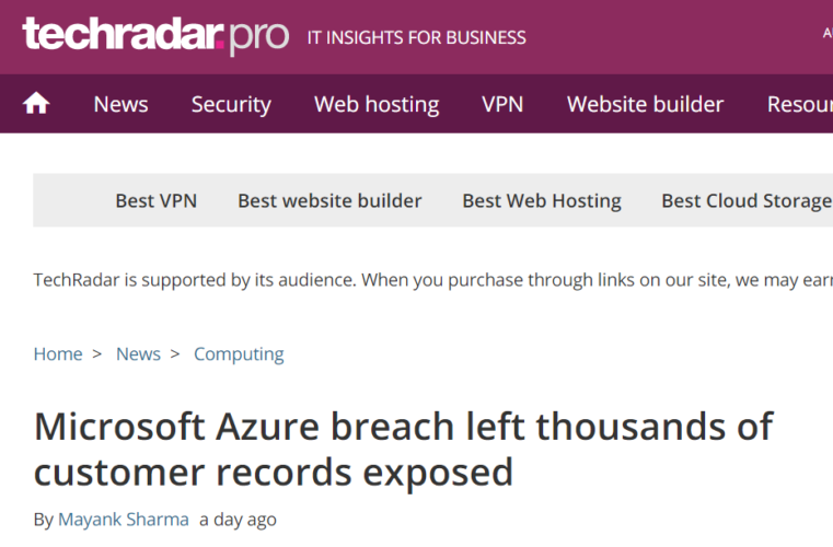 MISLEADING Microsoft Azure breach left thousands of customer records